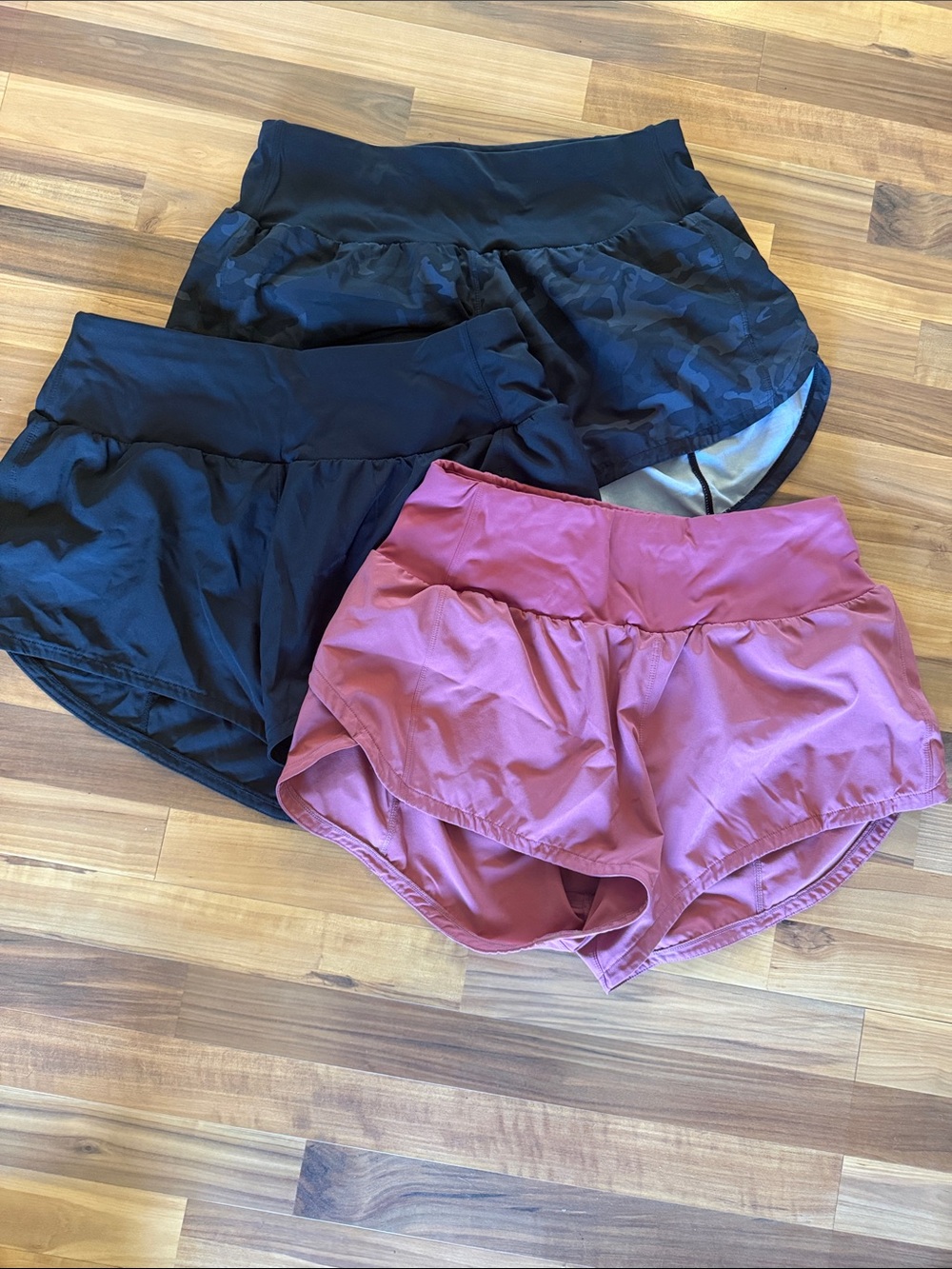 Women's Athletic Running Shorts - Black & Dusty Rose